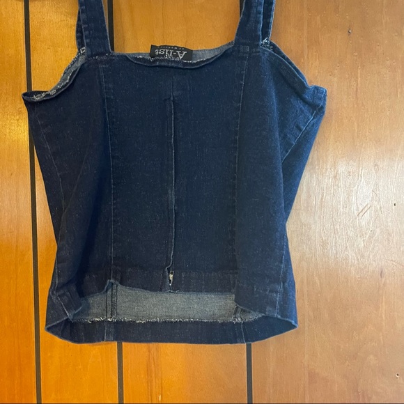 Vintage A-list by Wrapper Denim Crop Top. Size small with zipper on the back. - Picture 7 of 8